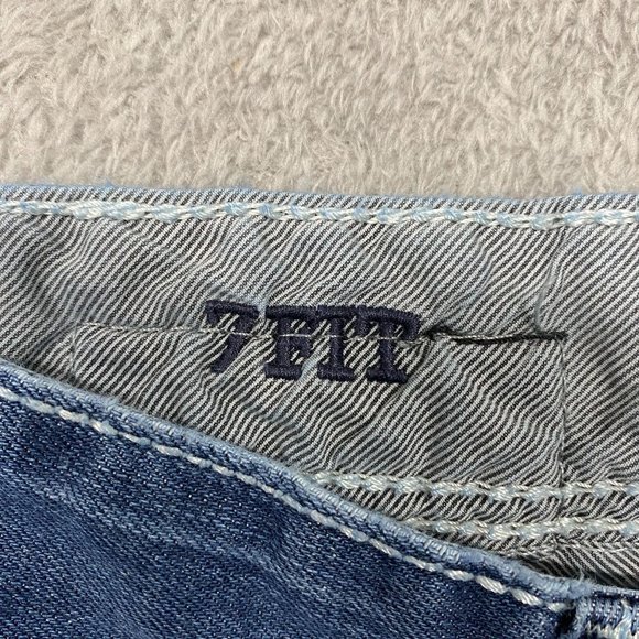 Buckle Black Jeans Mens 29 Blue 7 Fit Western Thick Stitch Flap Pockets Distress - Picture 11 of 14